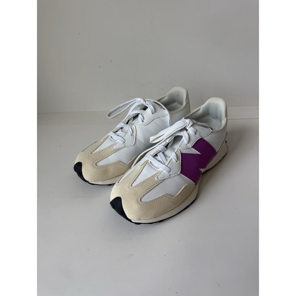 New Balance Women's 327 Sneakers Mens Sz 7 Women’s 8.5 EU 40 Cream White Purple - Picture 2 of 7